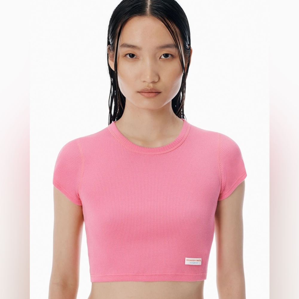 Alexander Wang Pink Ribbed Crop Top -  100% Cotton